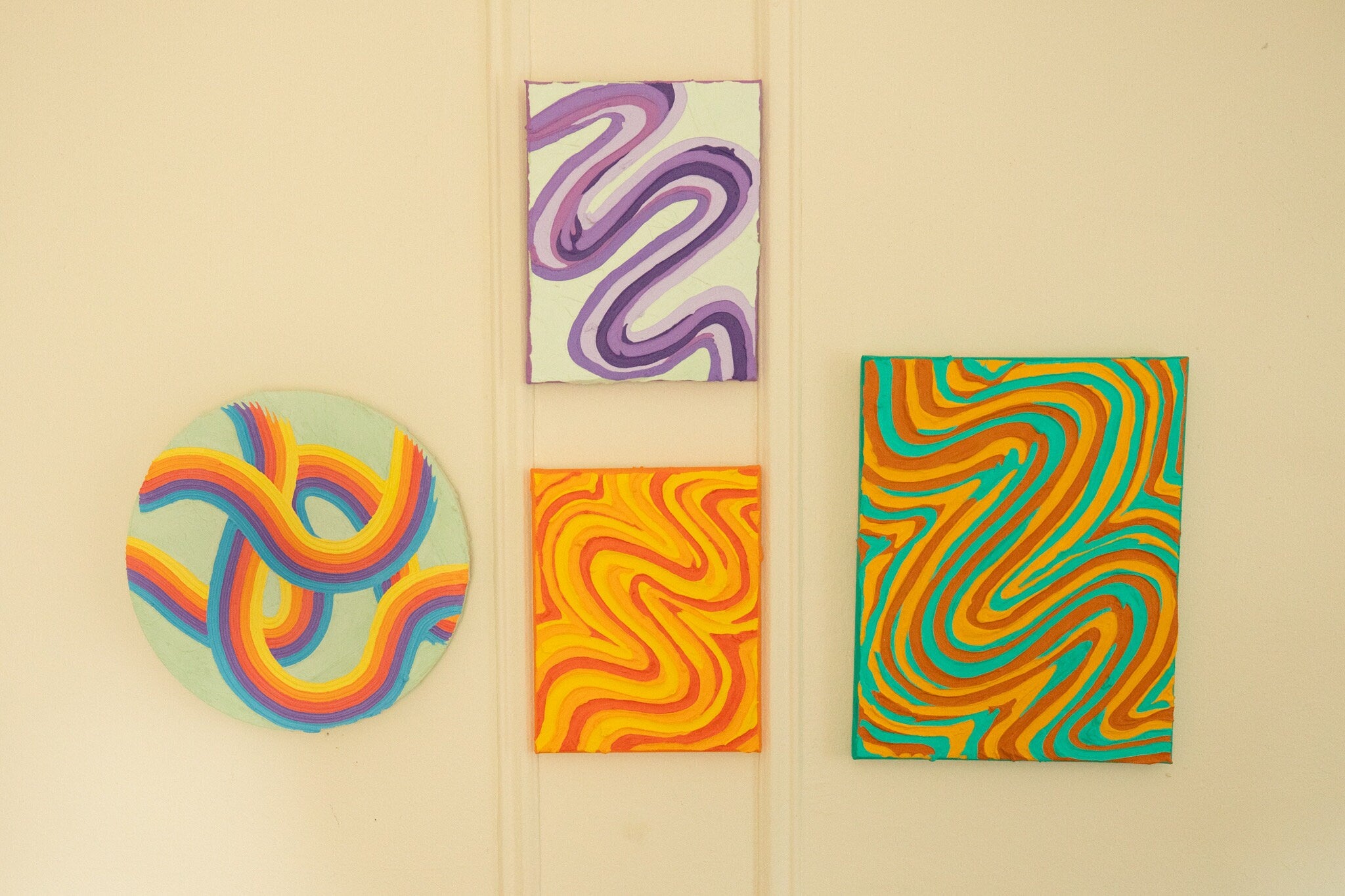 Groovy Textured Wall Art, Colorful Plaster Art on Canvas (8x10 in)