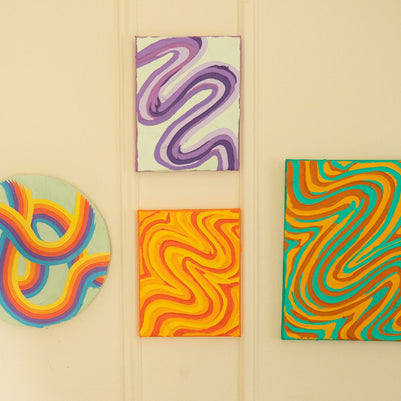 Groovy Textured Wall Art, Colorful Plaster Art on Canvas (8x10 in)