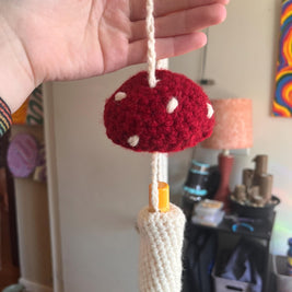 Crochet Mushroom Charm Bag/Ornament, Chapstick Holder