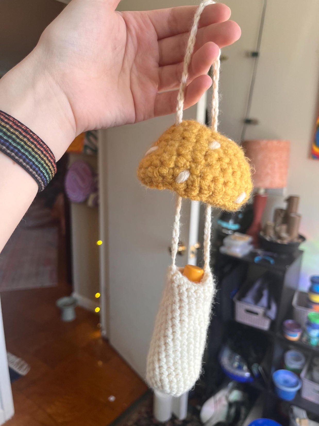 Crochet Mushroom Charm Bag/Ornament, Chapstick Holder