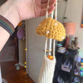 Crochet Mushroom Charm Bag/Ornament, Chapstick Holder