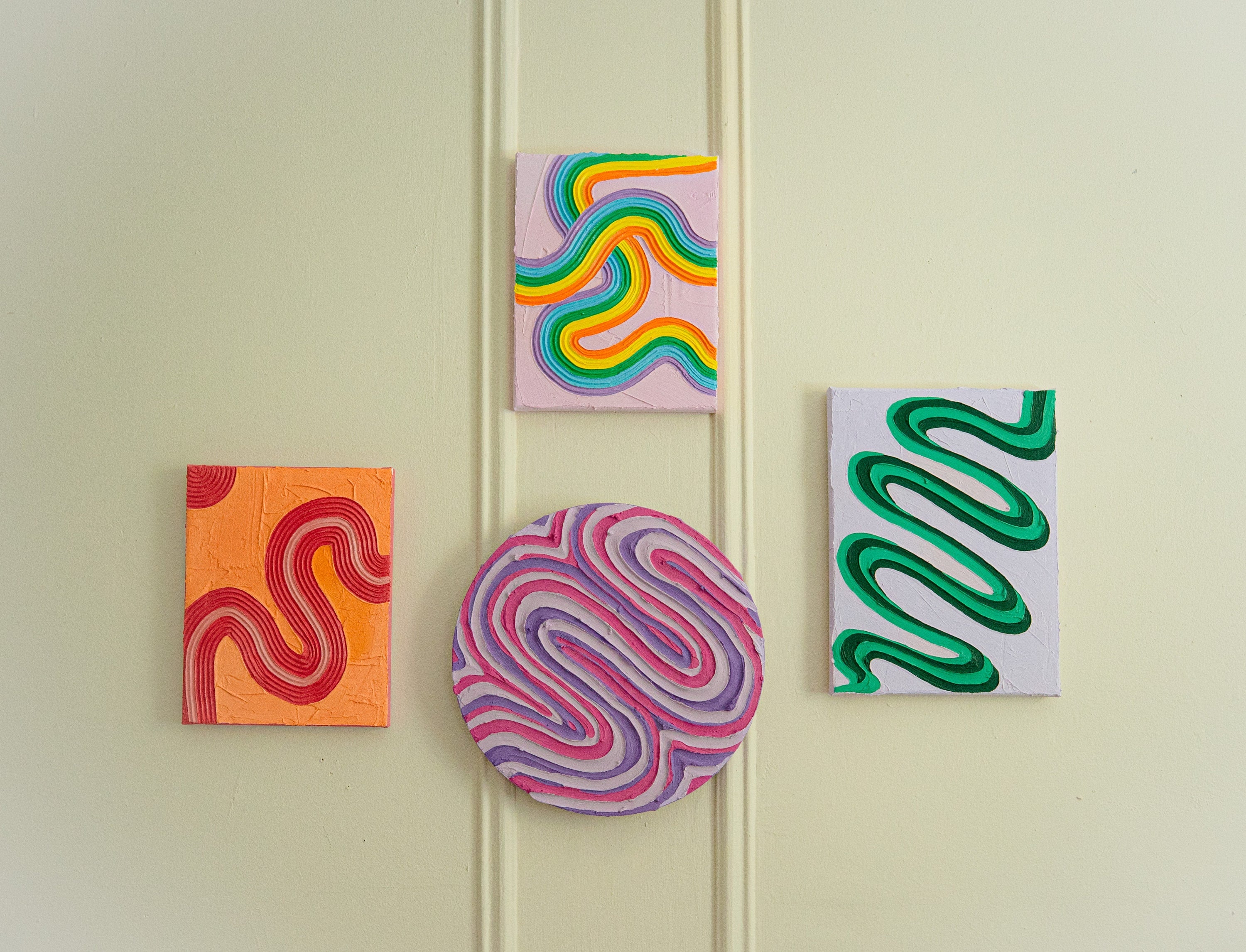 Groovy Textured Wall Art, Colorful Plaster Art on Canvas (9x12 in)
