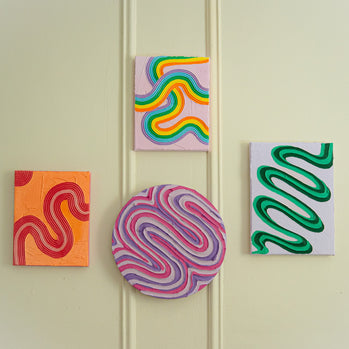 Groovy Textured Wall Art, Colorful Plaster Art on Canvas (9x12 in)