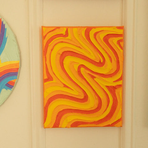 Yellow/Orange Groovy Textured Wall Art, Colorful Plaster Art on Canvas (8x10 in)