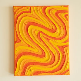 Yellow/Orange Groovy Textured Wall Art, Colorful Plaster Art on Canvas (8x10 in)