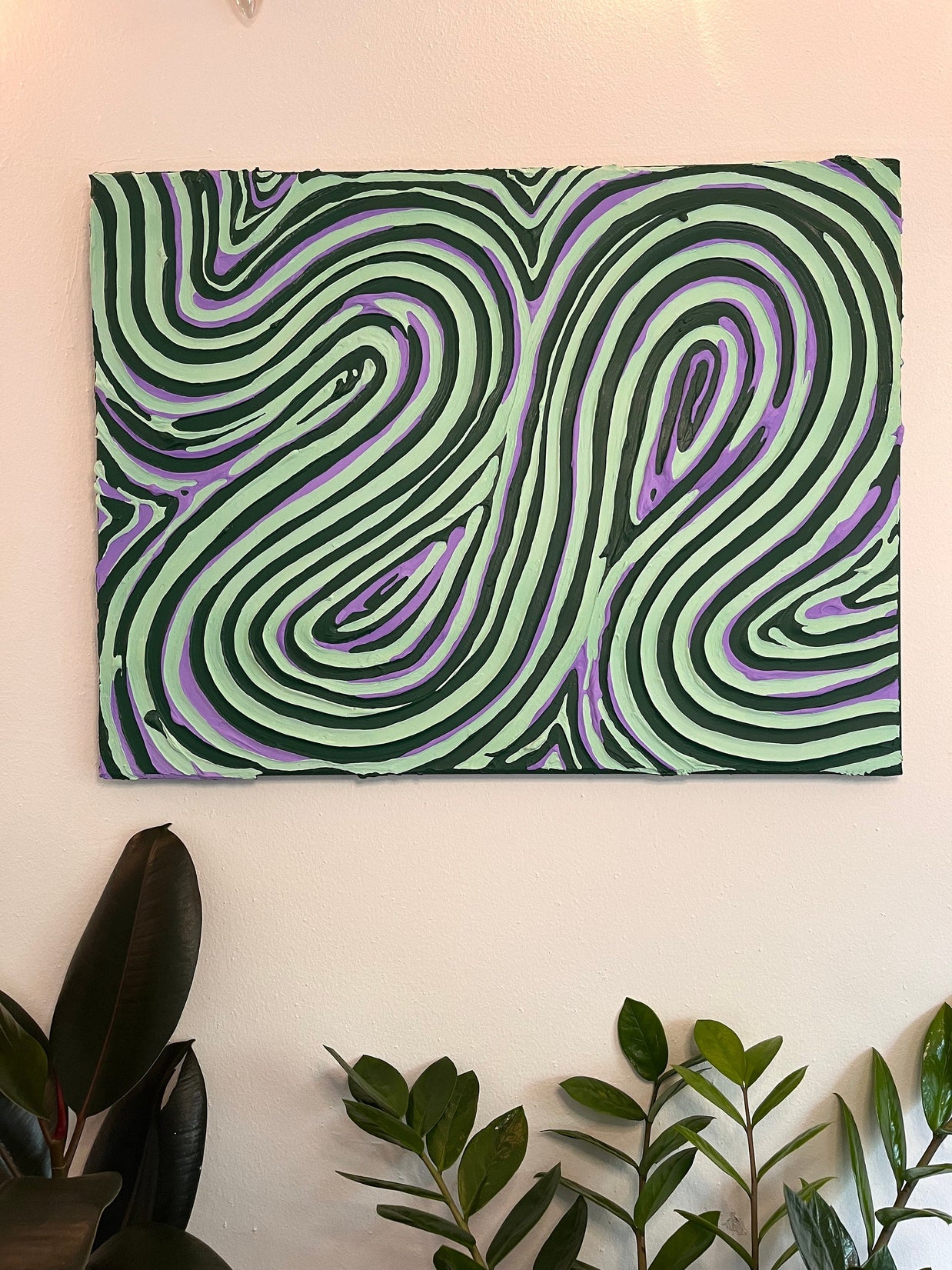 Groovy Textured Large Wall Art, Colorful Plaster Art on Canvas (18x24 in)