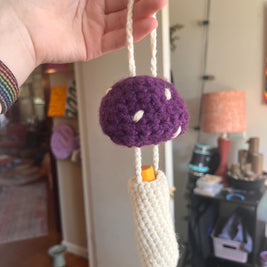 Crochet Mushroom Charm Bag/Ornament, Chapstick Holder
