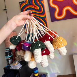 Crochet Mushroom Charm Bag/Ornament, Chapstick Holder