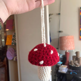 Crochet Mushroom Charm Bag/Ornament, Chapstick Holder
