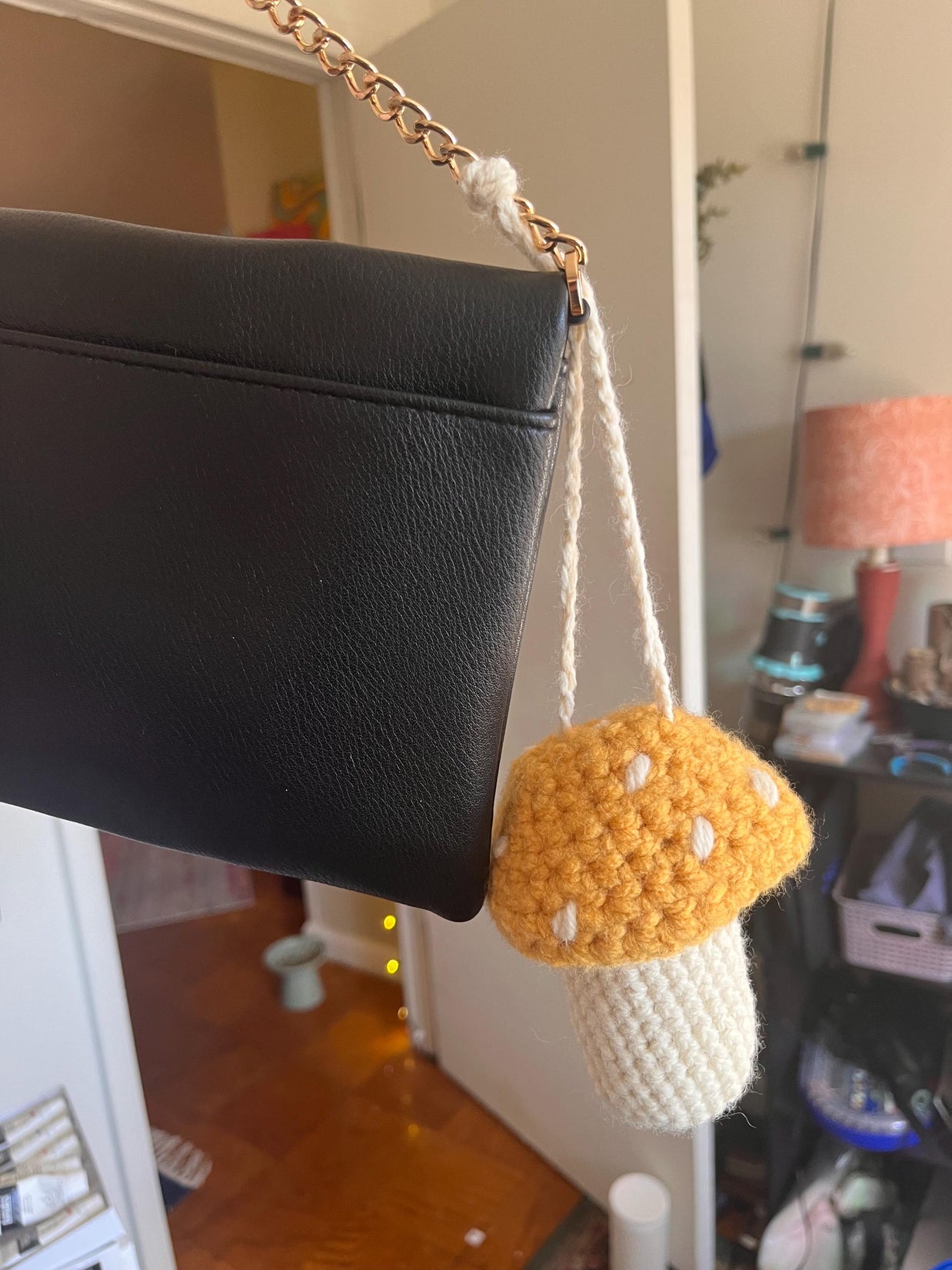 Crochet Mushroom Charm Bag/Ornament, Chapstick Holder