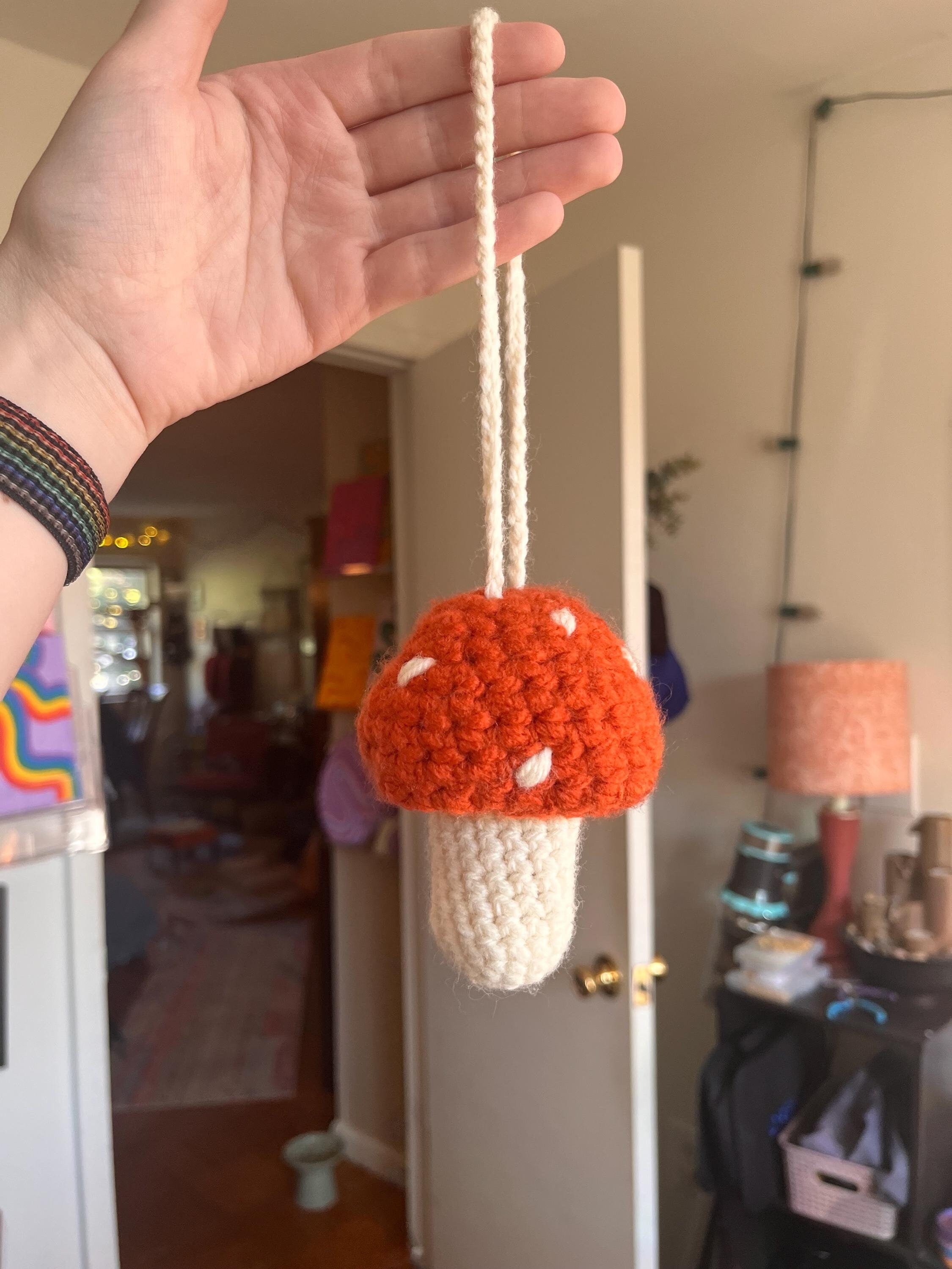 Crochet Mushroom Charm Bag/Ornament, Chapstick Holder
