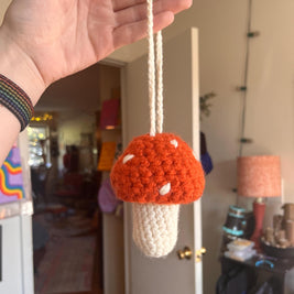 Crochet Mushroom Charm Bag/Ornament, Chapstick Holder