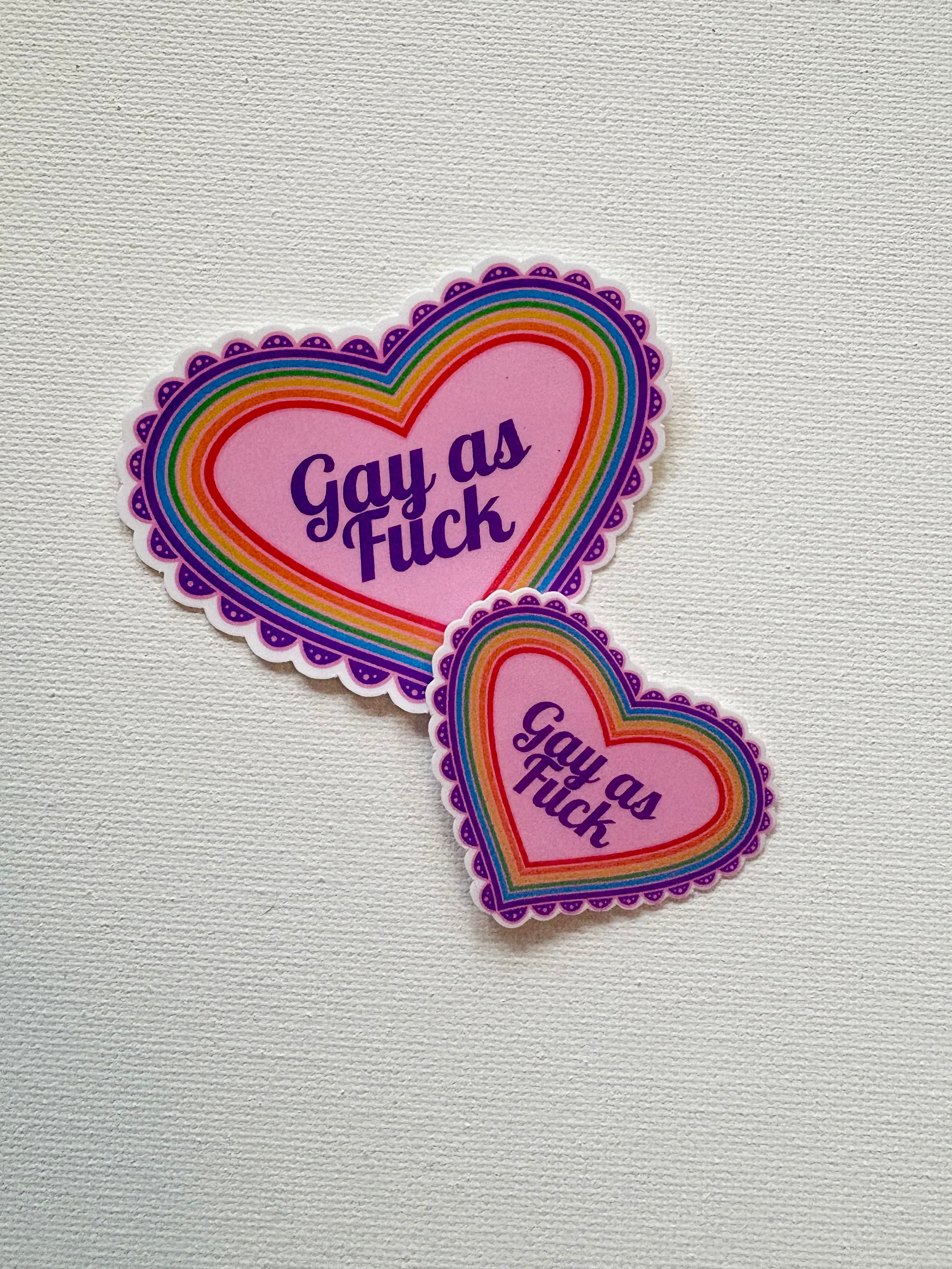 Gay as Fuck Rainbow Heart Sticker