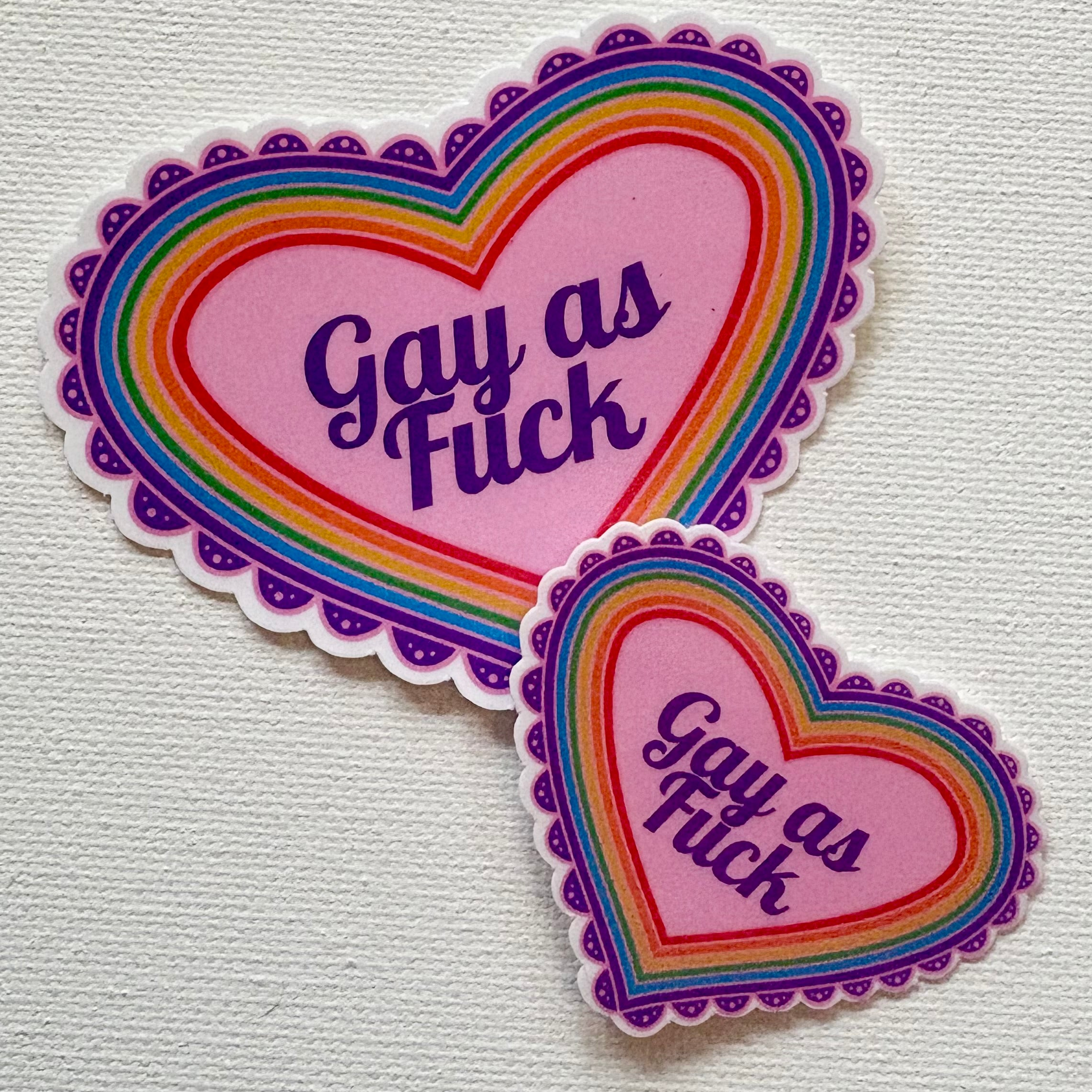 Gay as Fuck Rainbow Heart Sticker