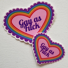 Gay as Fuck Rainbow Heart Sticker