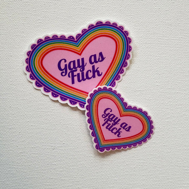 Gay as Fuck Rainbow Heart Sticker