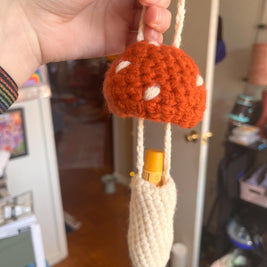 Crochet Mushroom Charm Bag/Ornament, Chapstick Holder