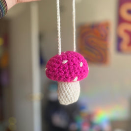 Crochet Mushroom Charm Bag/Ornament, Chapstick Holder
