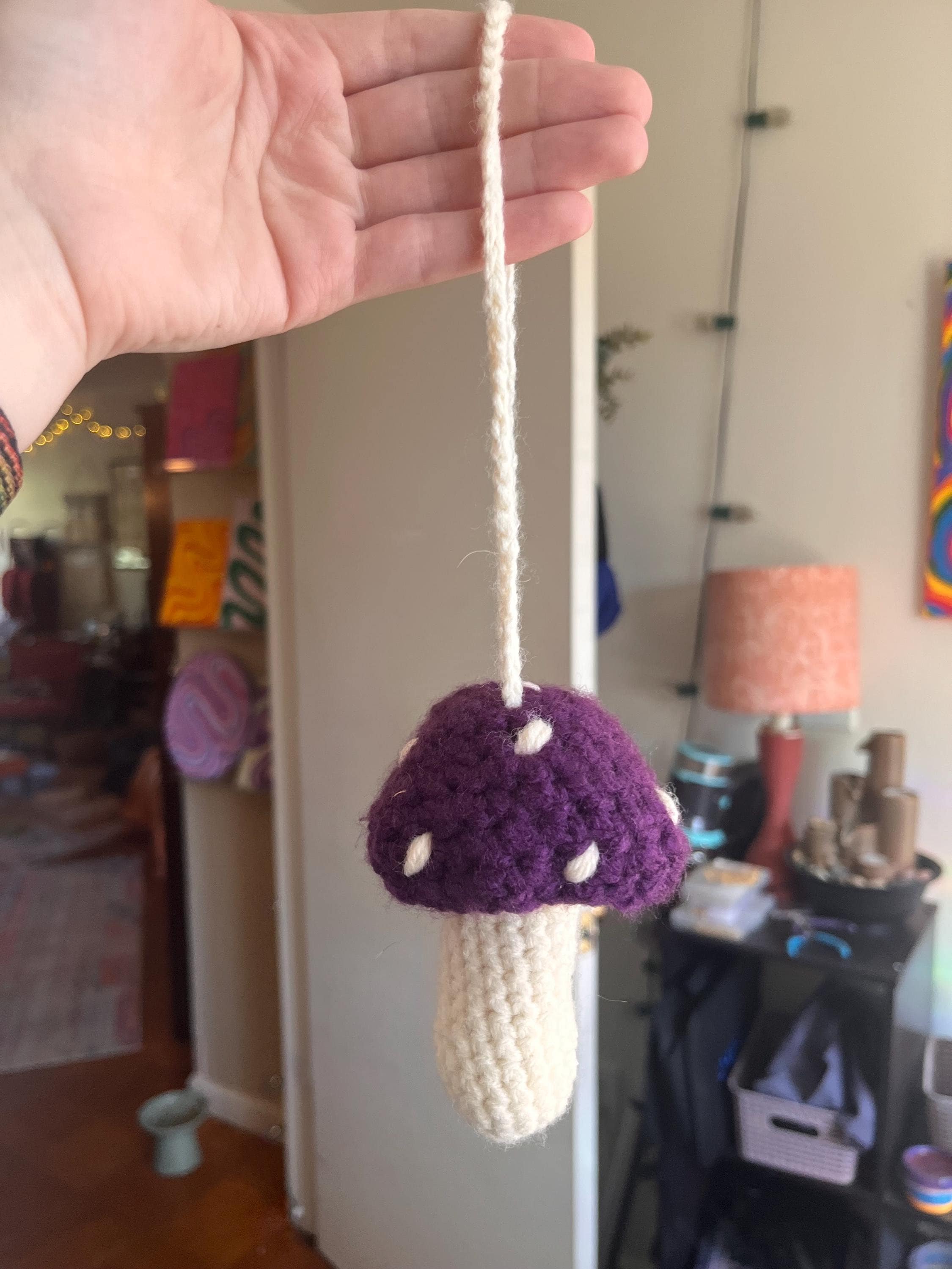 Crochet Mushroom Charm Bag/Ornament, Chapstick Holder