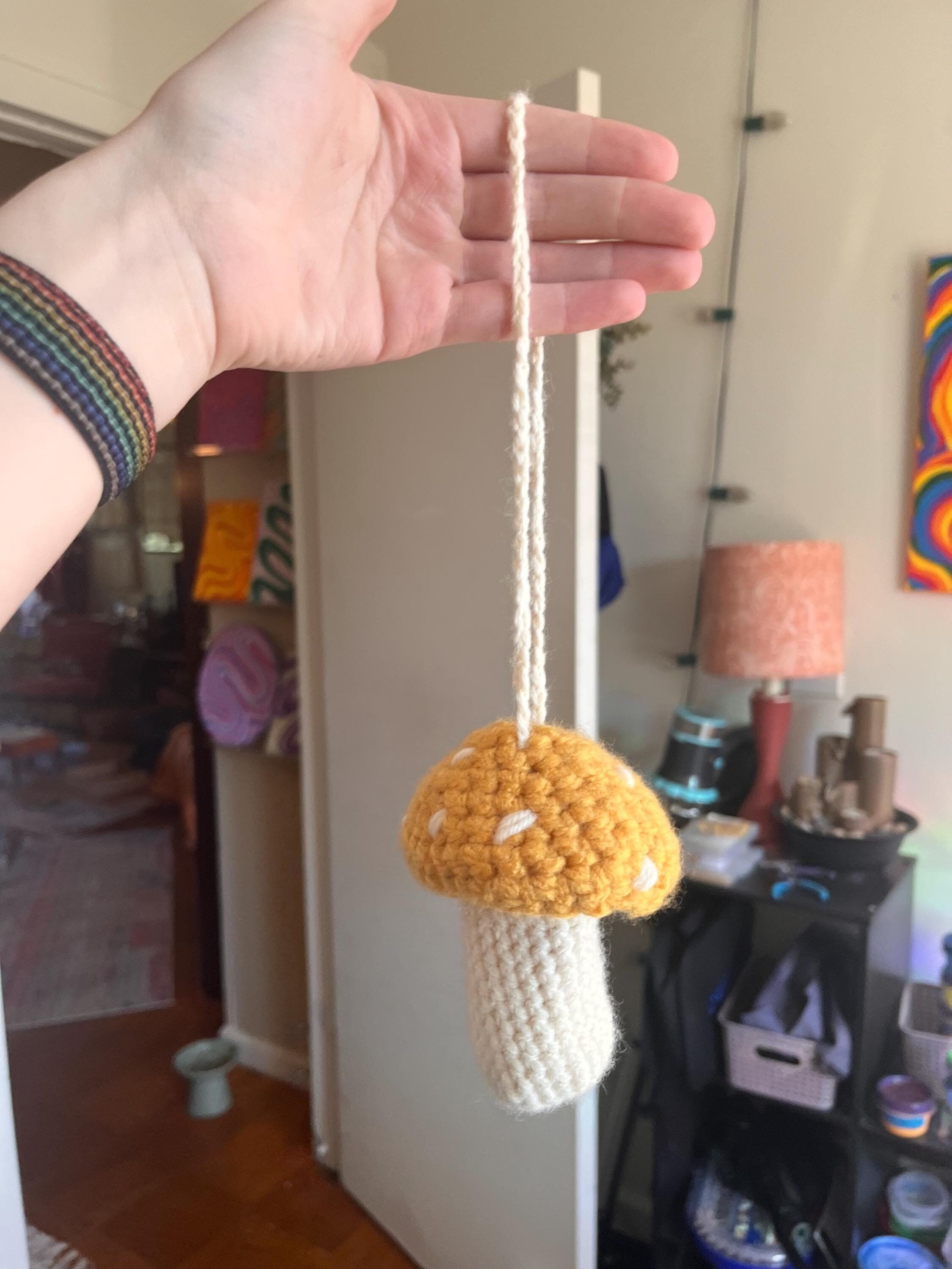 Crochet Mushroom Charm Bag/Ornament, Chapstick Holder