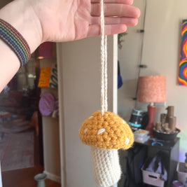 Crochet Mushroom Charm Bag/Ornament, Chapstick Holder