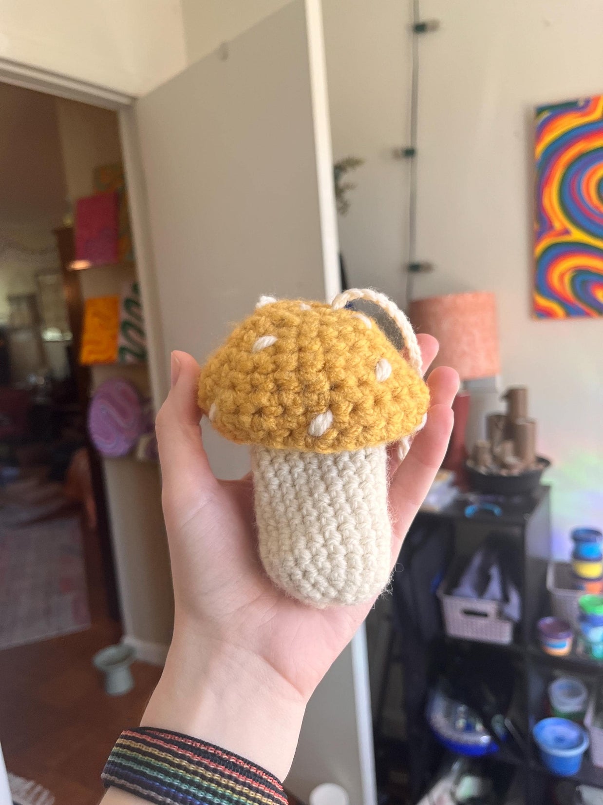 Crochet Mushroom Charm Bag/Ornament, Chapstick Holder