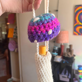 Crochet Mushroom Charm Bag/Ornament, Chapstick Holder