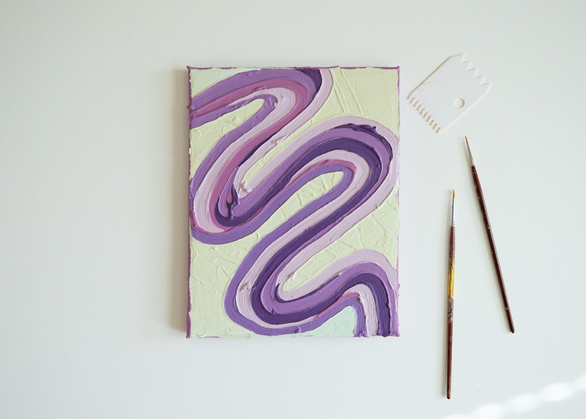 Groovy Textured Wall Art, Colorful Plaster Art on Canvas (8x10 in)