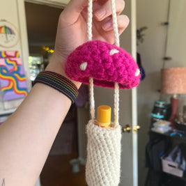 Crochet Mushroom Charm Bag/Ornament, Chapstick Holder