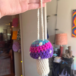 Crochet Mushroom Charm Bag/Ornament, Chapstick Holder