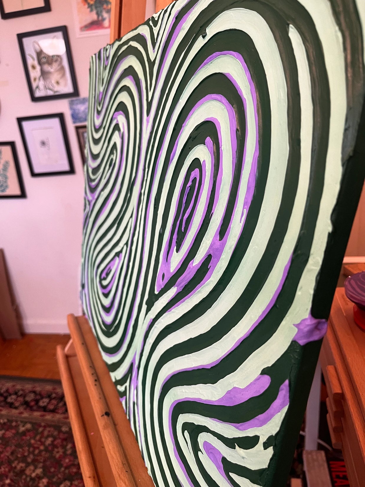 Groovy Green Textured Painting (18x24 in)