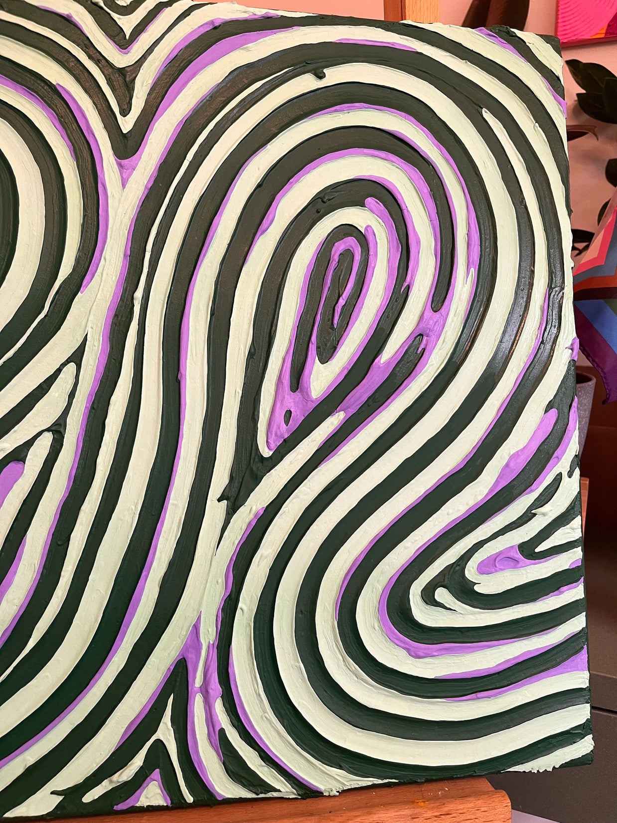 Groovy Green Textured Painting (18x24 in)