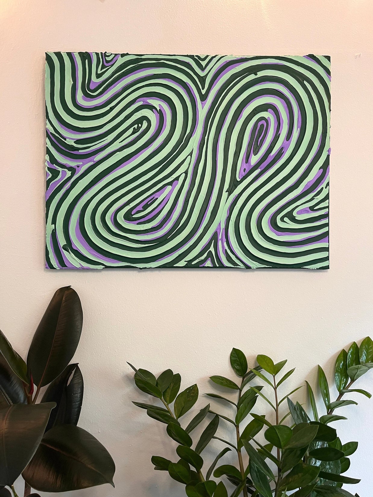 Groovy Green Textured Painting (18x24 in)