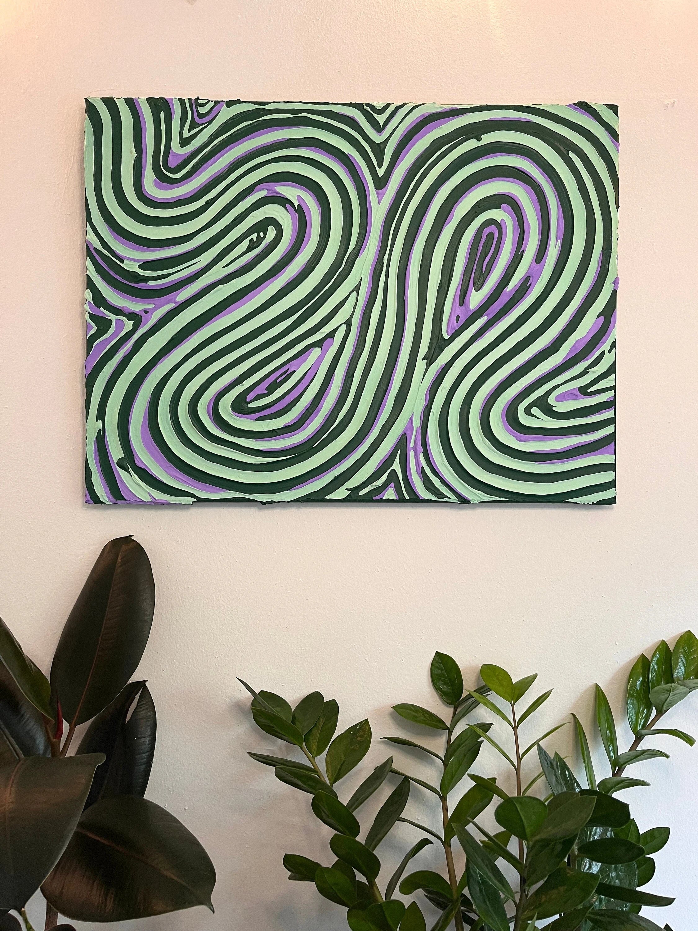 Groovy Green Textured Painting (18x24 in)