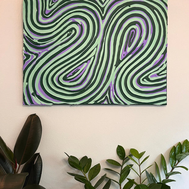 Groovy Green Textured Painting (18x24 in)