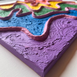 Rainbow Pride Textured Large Wall Art, Colorful Plaster Art on Canvas (16x20 in)