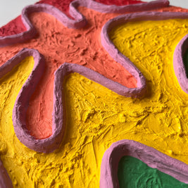Rainbow Pride Textured Large Wall Art, Colorful Plaster Art on Canvas (16x20 in)