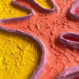 Rainbow Pride Textured Large Wall Art, Colorful Plaster Art on Canvas (16x20 in)
