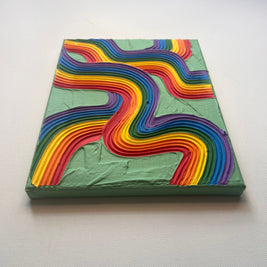 Rainbow Pride Textured Wall Art, Colorful Plaster Art on Canvas (8x10 in)