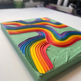 Rainbow Pride Textured Wall Art, Colorful Plaster Art on Canvas (8x10 in)