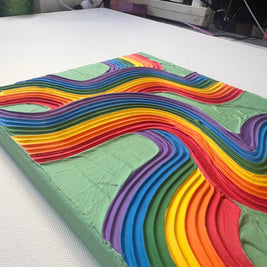 Rainbow Pride Textured Wall Art, Colorful Plaster Art on Canvas (8x10 in)
