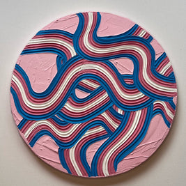 Trans Pride Textured Wall Art, Colorful Plaster Art on Circle Canvas (12x12 in)
