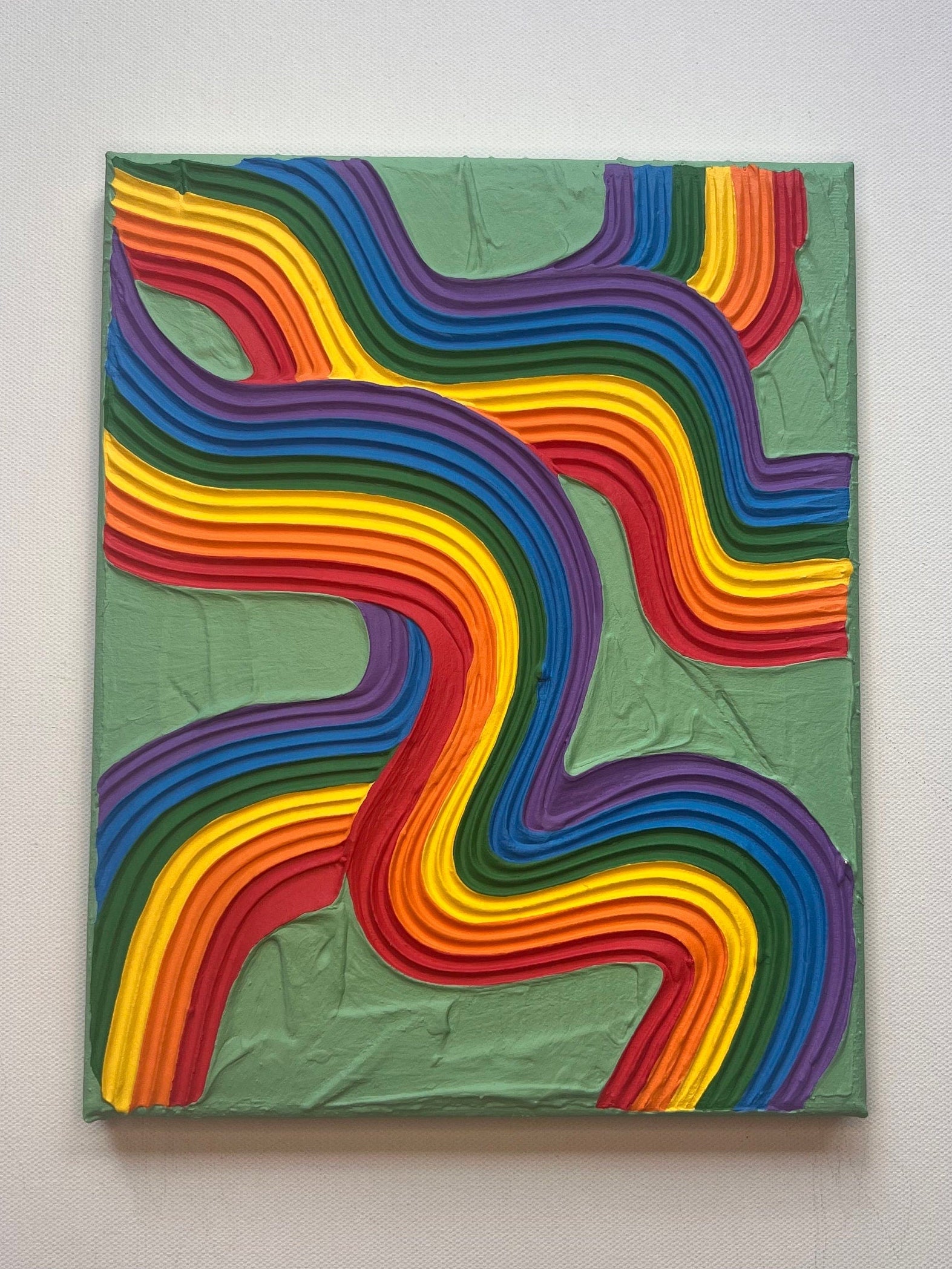 Rainbow Pride Textured Wall Art, Colorful Plaster Art on Canvas (8x10 in)