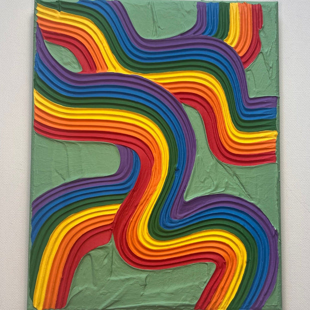 Rainbow Pride Textured Wall Art, Colorful Plaster Art on Canvas (8x10 in)