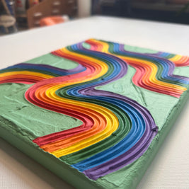 Rainbow Pride Textured Wall Art, Colorful Plaster Art on Canvas (8x10 in)