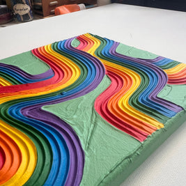 Rainbow Pride Textured Wall Art, Colorful Plaster Art on Canvas (8x10 in)