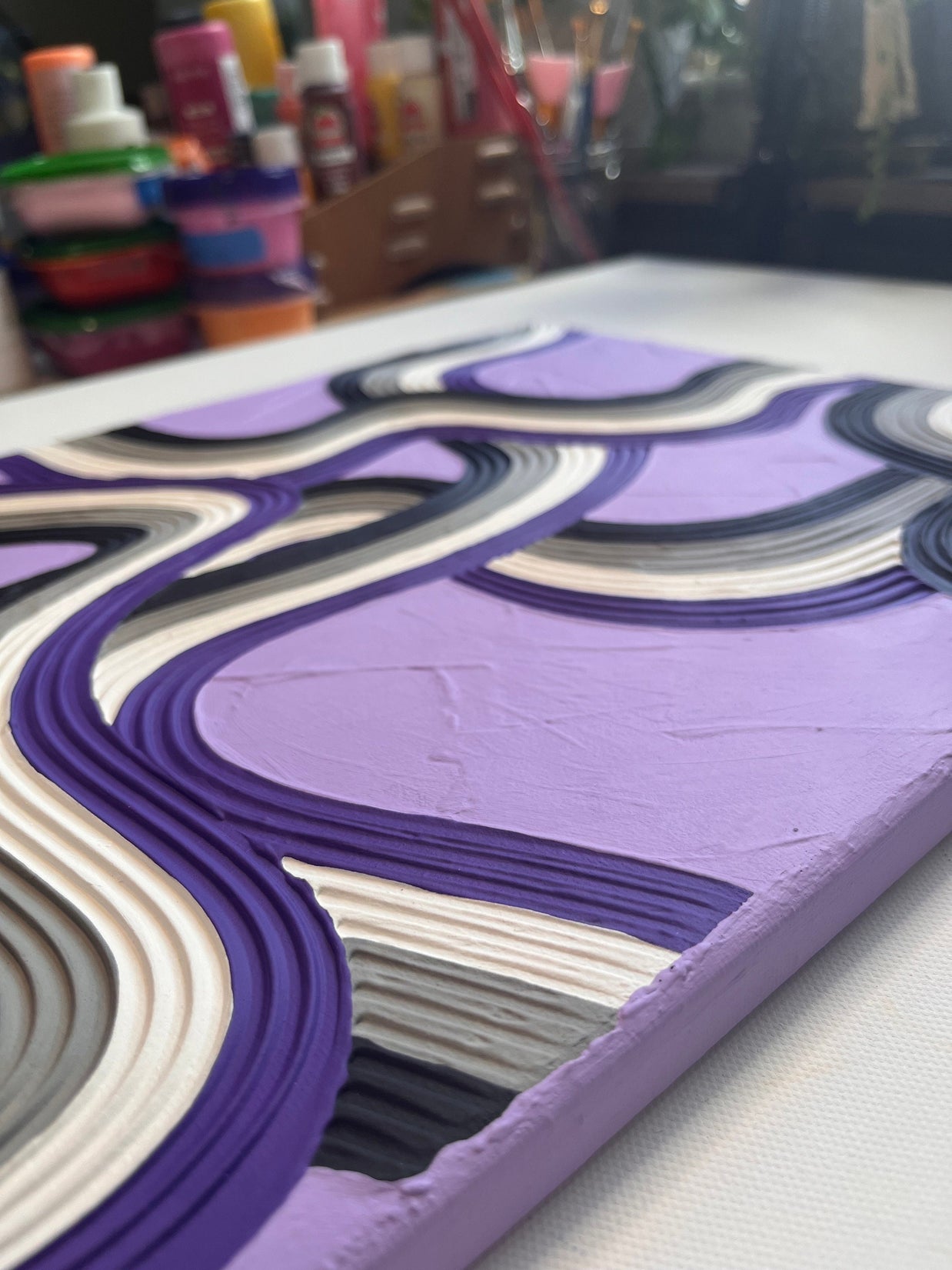 Asexual Pride Textured Wall Art, Colorful Plaster Art on Canvas (12x16 in)