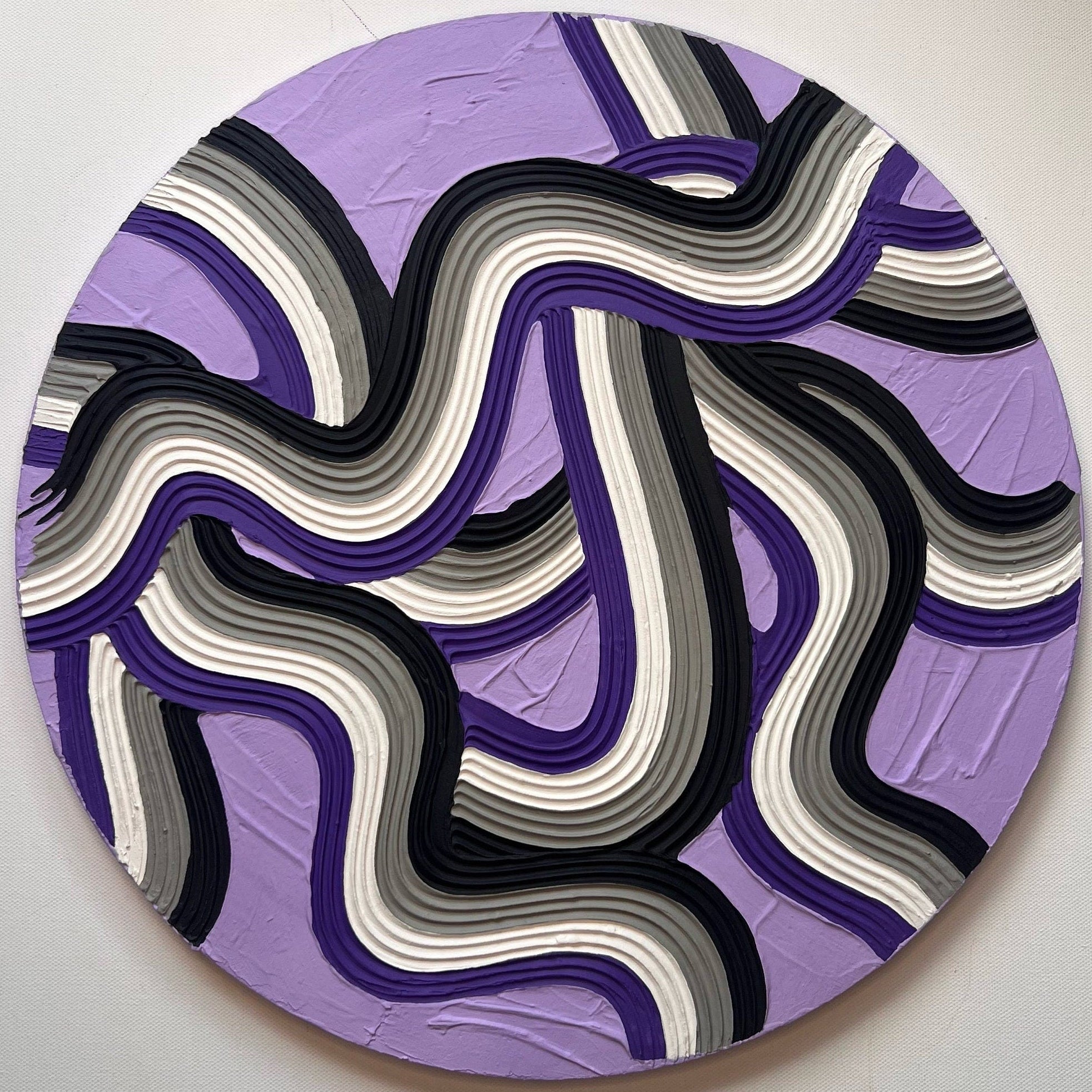 Asexual Pride Textured Wall Art, Colorful Plaster Art on Circle Canvas (15x15 in)