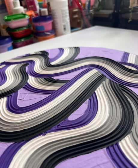 Asexual Pride Textured Wall Art, Colorful Plaster Art on Circle Canvas (15x15 in)