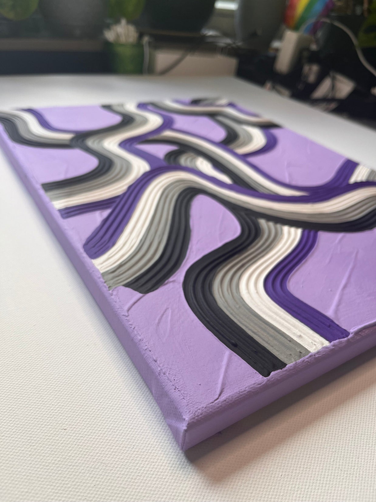 Asexual Pride Textured Wall Art, Colorful Plaster Art on Canvas (12x16 in)